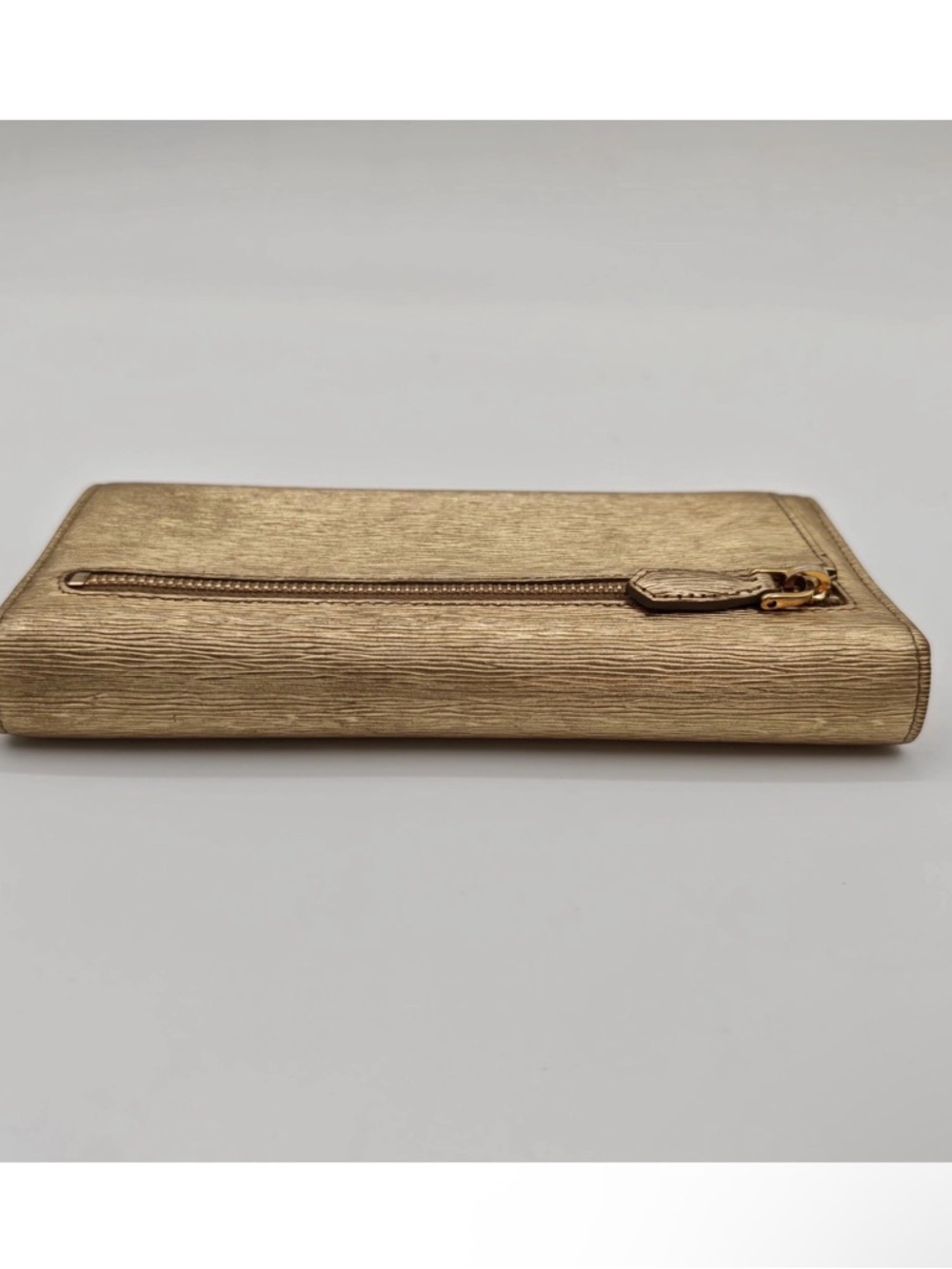 Prada Metallic Gold Saffiano Leather Flap Wallet - Picture 8 of 14